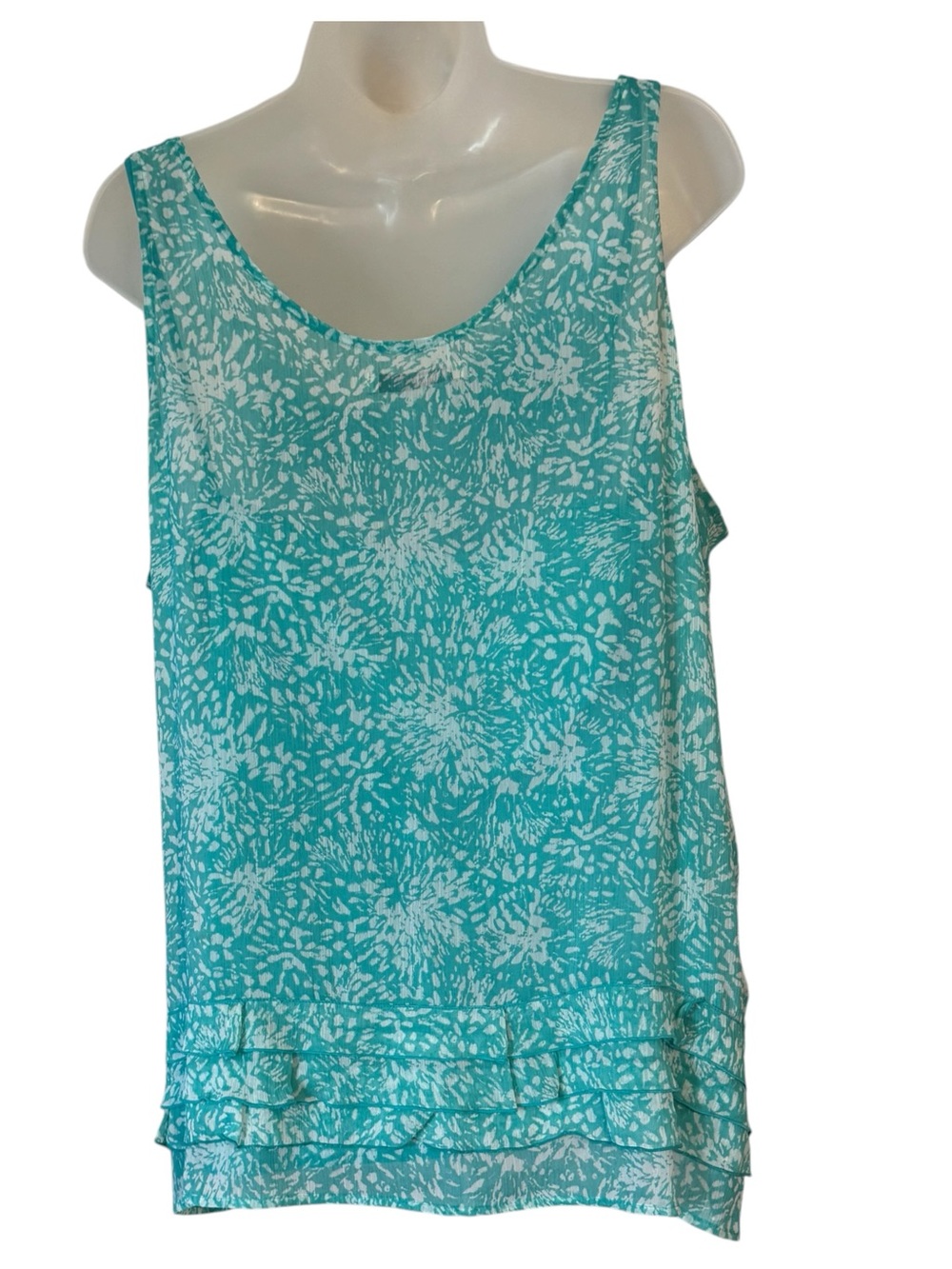 OLD NAVY Aqua Floral Double-Layer Attached Tank Top  XLARGE   #11 - Picture 6 of 7